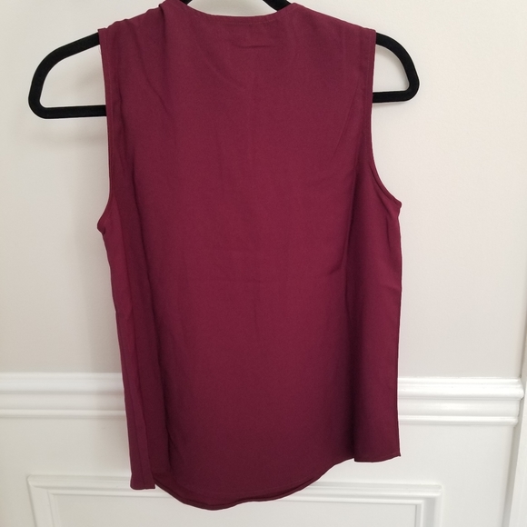 New! J Crew sz XXS XX-Small Burgundy Ruffle-front top satin blouse NWT - Picture 3 of 5